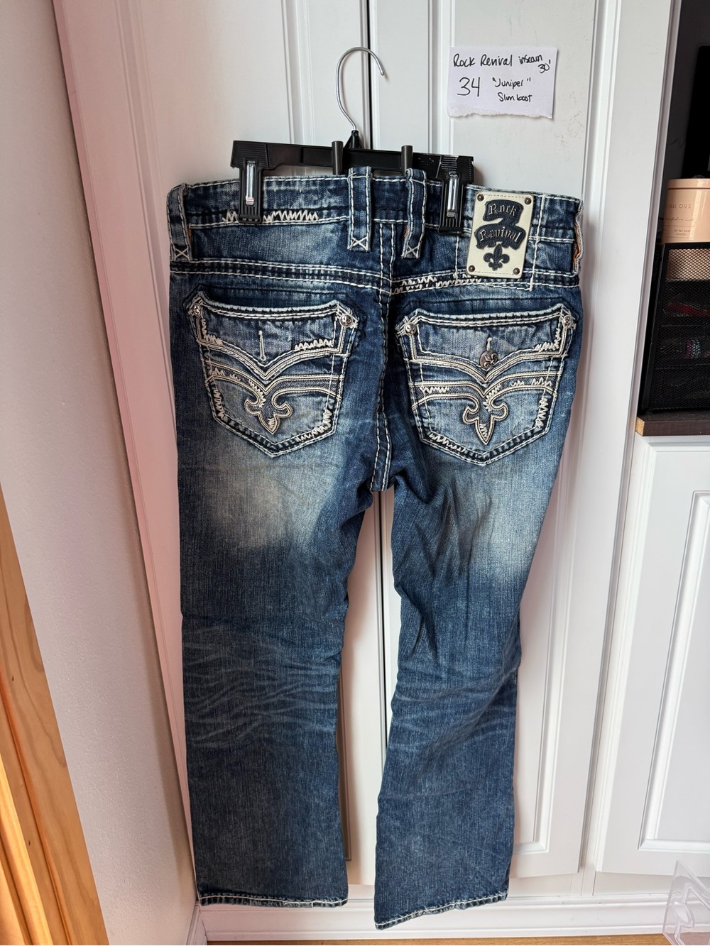 Rock Revival men’s size 34 “Juniper” slim boot jeans, inseam 30” (G1)
